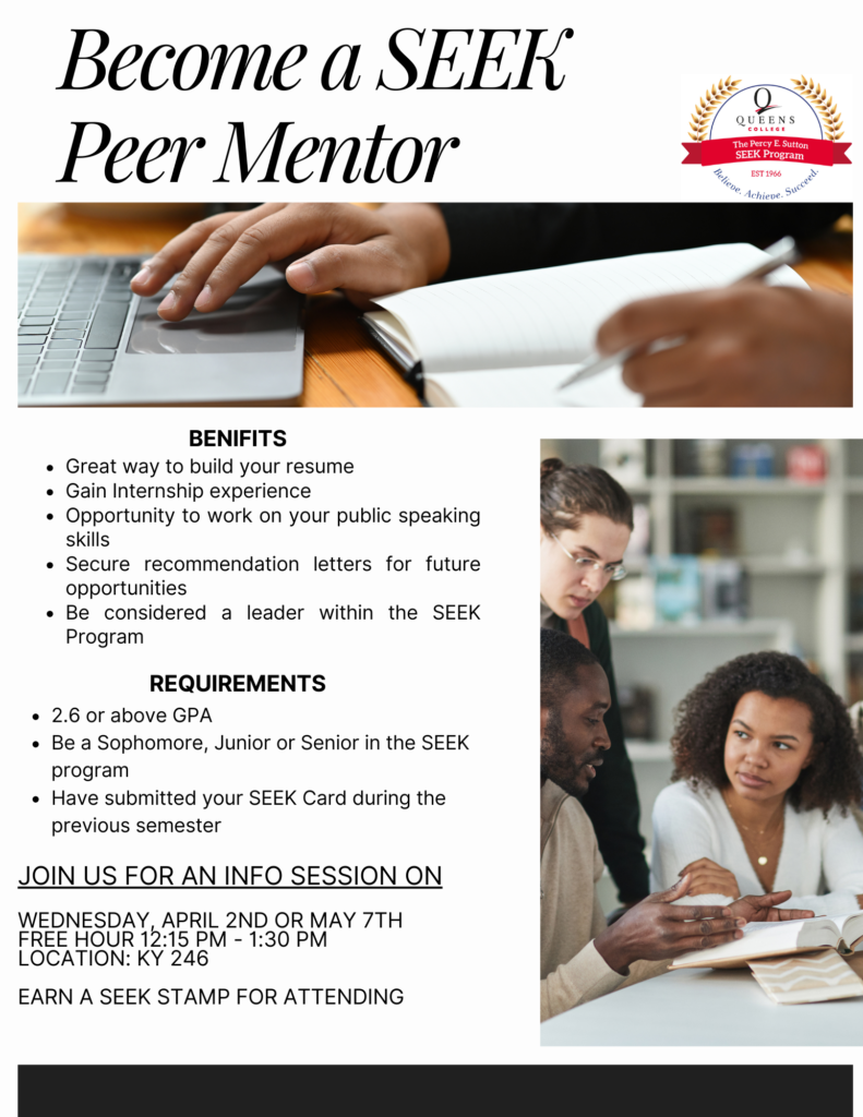 Become a SEEK Peer Mentor!!
